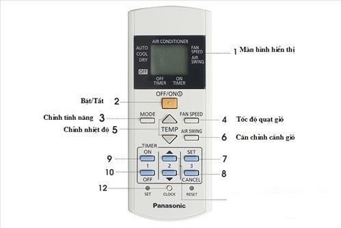 Nút AIR SWING có tác dụng gì trên điều khiển điều hòa Panasonic và cách sử dụng nút này như thế nào?
